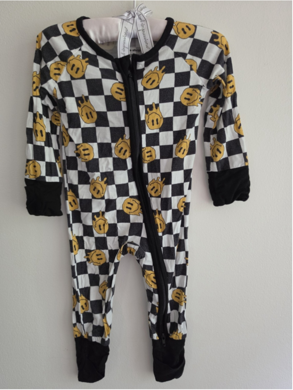 Little One Shop Bamboo Viscose 2-Way Zip Convertible Sleeper Smiley 3-6 Months